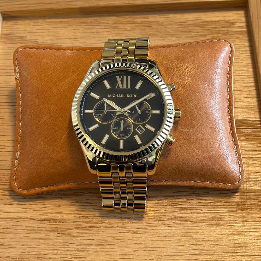Michael Kors Chronograph Lexington Gold-Tone Stainless Steel Watch MK-8286